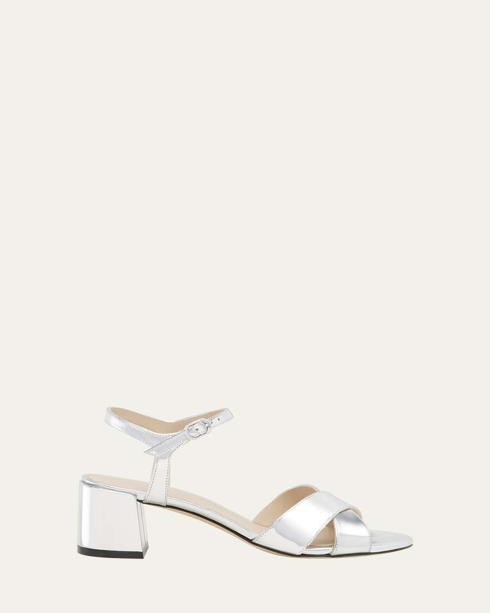 Dayna Metallic Crisscross Ankle-Strap Sandals